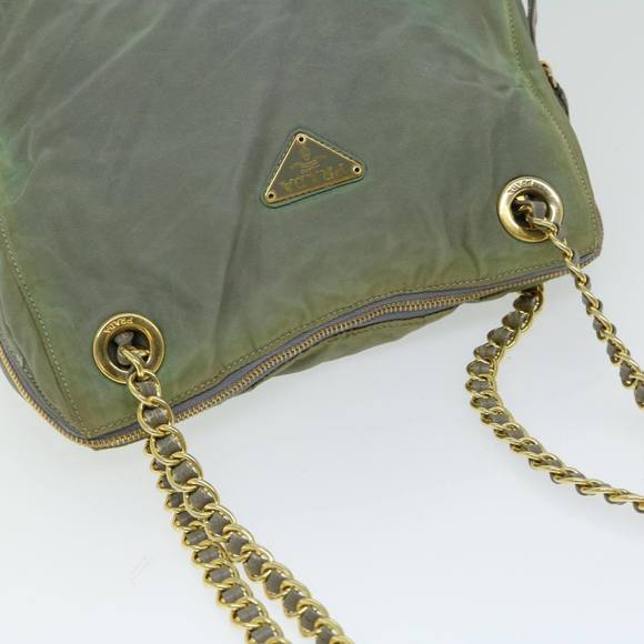 PRADA Chain Shoulder Bag Nylon Khaki Auth 66500 - Picture 6 of 16